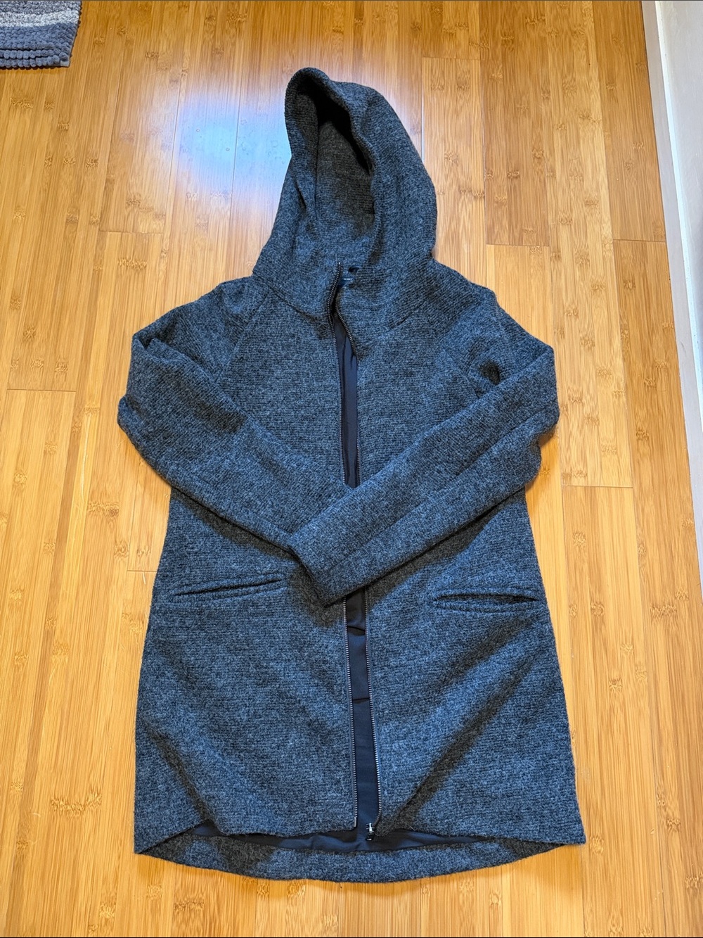 Only Hooded Long Trench Coat - Charcoal Gray